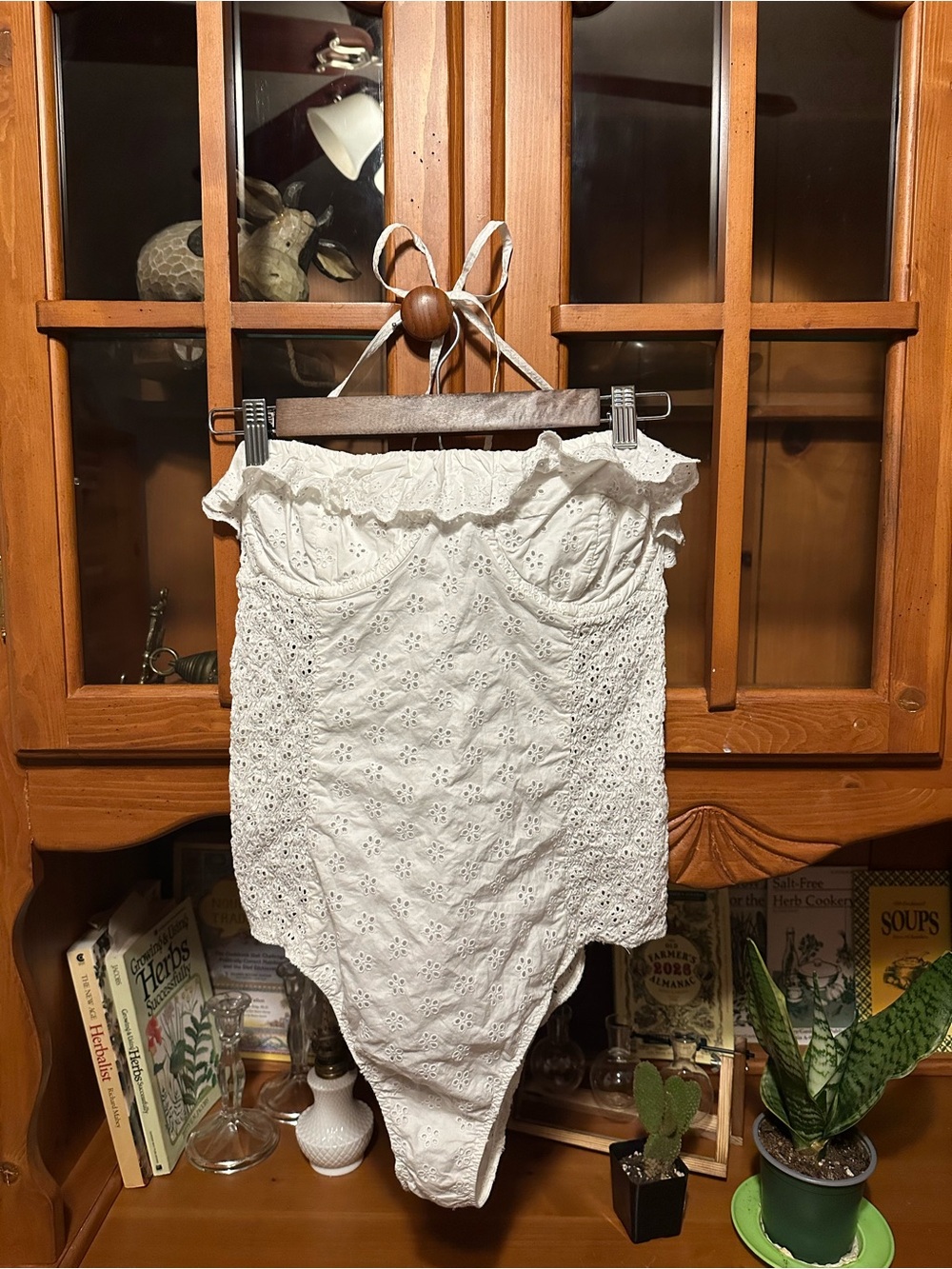 DÔEN White Eyelet L Organic Cotton Swim Bodysuit
